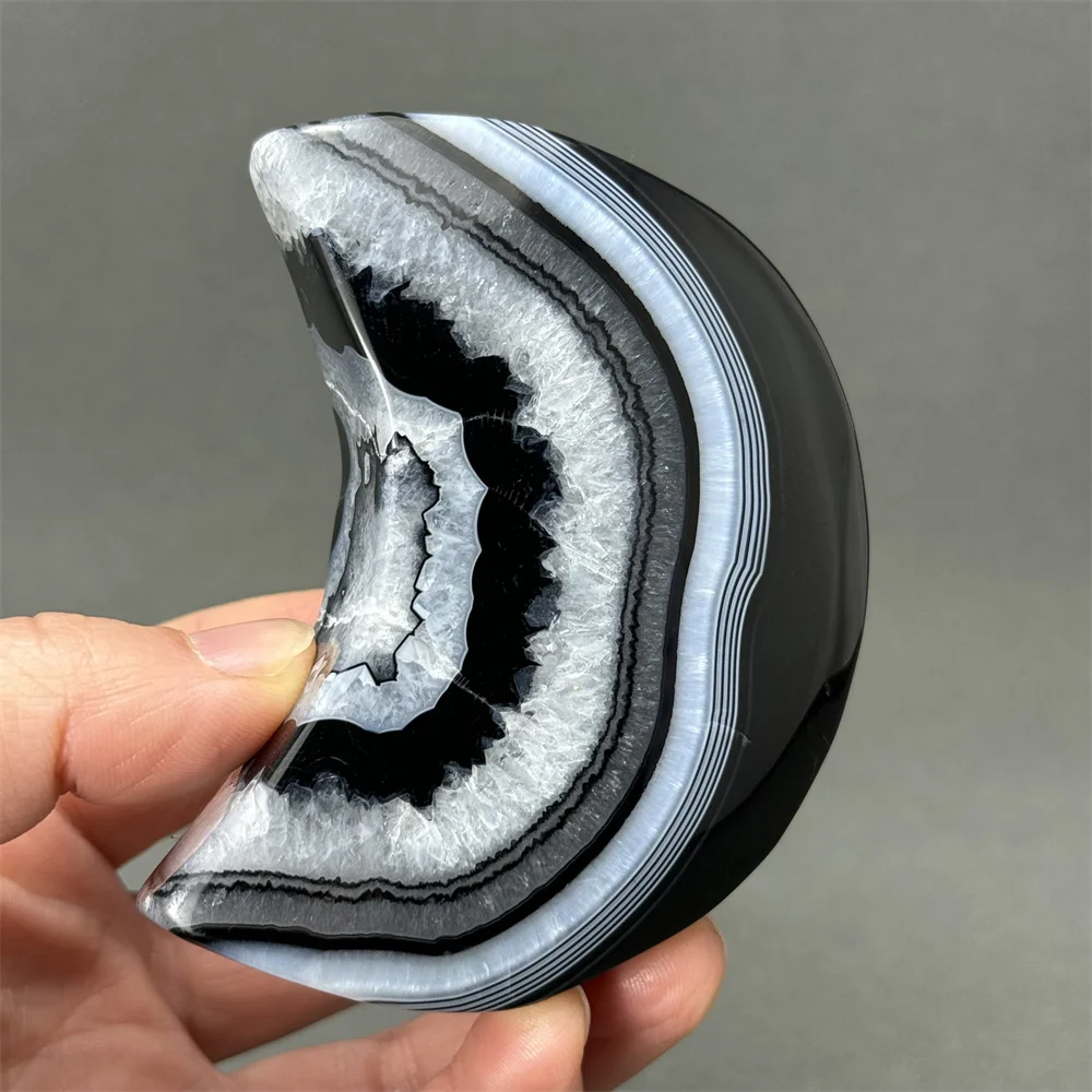 Natural High Quality Black Onyx Moon Shape Reiki Healing Meditation Energy Witchcraft Sacrifice Feng Shui Home Decoration Gift