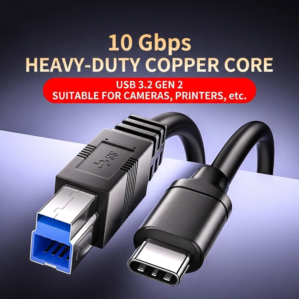 Hochgeschwindigkeits 10Gbps GEN2 Typ-C zu USB-B Kabel Typ-C Drucker-MIDI-Kabel Konzipiert für Stabilen Druck/Scannen/Kopieren