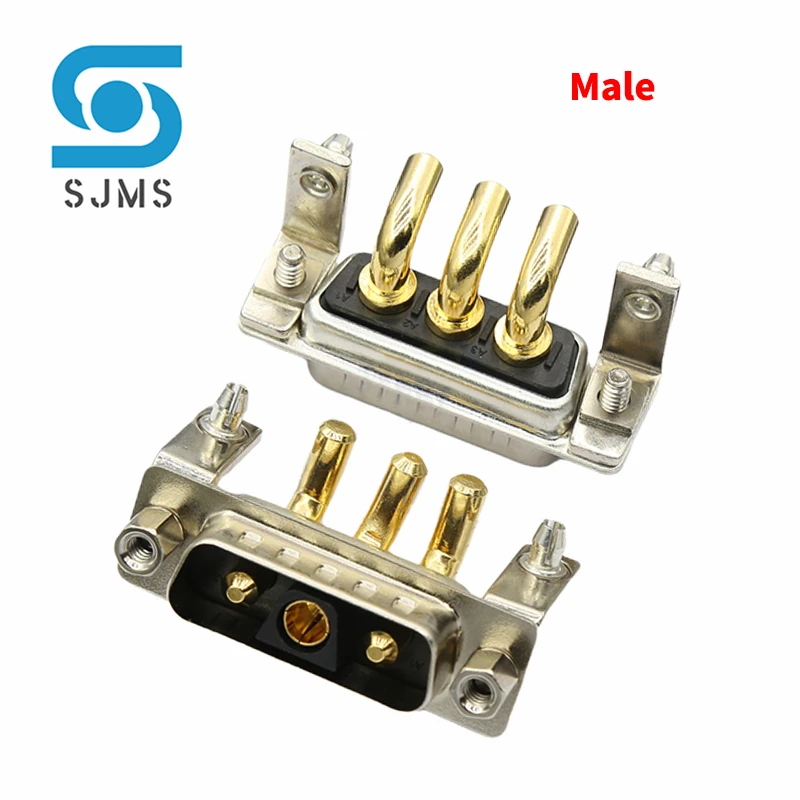 DB2 3V3 30A Male Female High Current Connector Right Angle D-SUB Adapter With Stand PCB Solder Type 3 Pin Plug Jack High Power