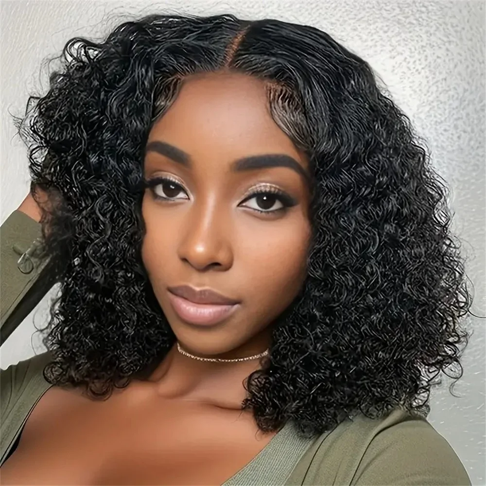 

Short Bob Human Hair For Black Women 13x4 Lace Frontal Brazilian Hair Wigs Remy Hair Middle 4x4 Lace Closure For Brown Women