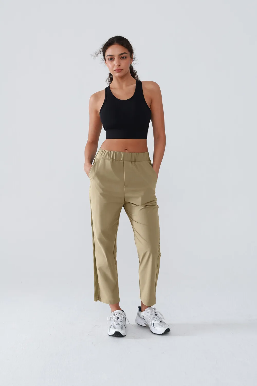 Women's Elastic High-Waist Golf Pants Lightweight Quick Dry Stretch Pants Slim Fit Work Athletic Casual Side Safe Pockets Pants