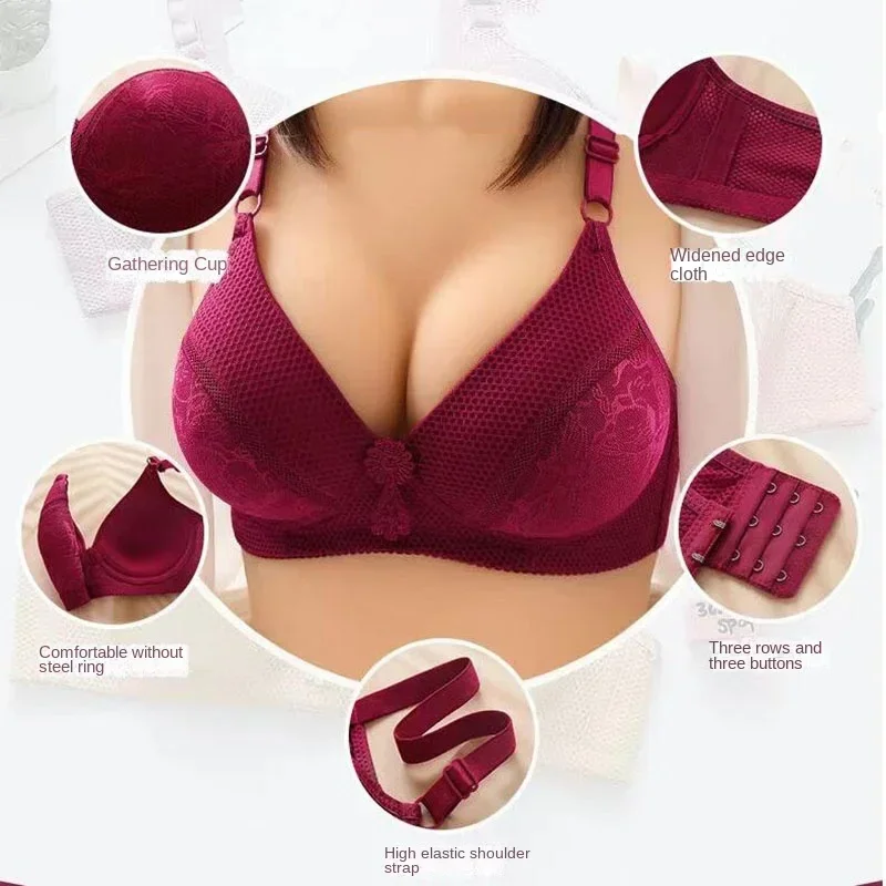 Sexy podprsenky pro větší velikosti 36-42 př. n. l. pro ženy, spodní prádlo, push-up krajka, květinová vyztužená braletka, velká velikost, spodní prádlo, podprsenka - náhled 2