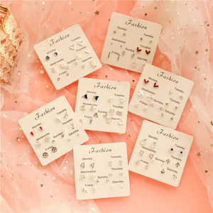 S925 Silver Needle Earrings Set for women, simple and beautiful, exquisite mini earrings, jewel gift, wholesale, direct sales, new 8 Main Wholesale Sales - №5