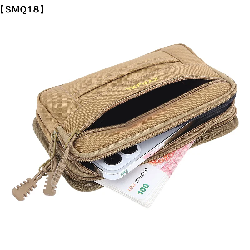 Men Canvas Mobile Phone Purse Mini Coin Small Square Belt Bags Multi-Compartment Fanny Wallet Pouch Man Pocket Design WaistSMQ