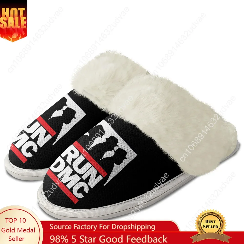 Run DMC Plush Slippers Keep Warm Shoes Mens Womens Home Cotton Bedroom Customized Thermal Lightweight Slipper DIY