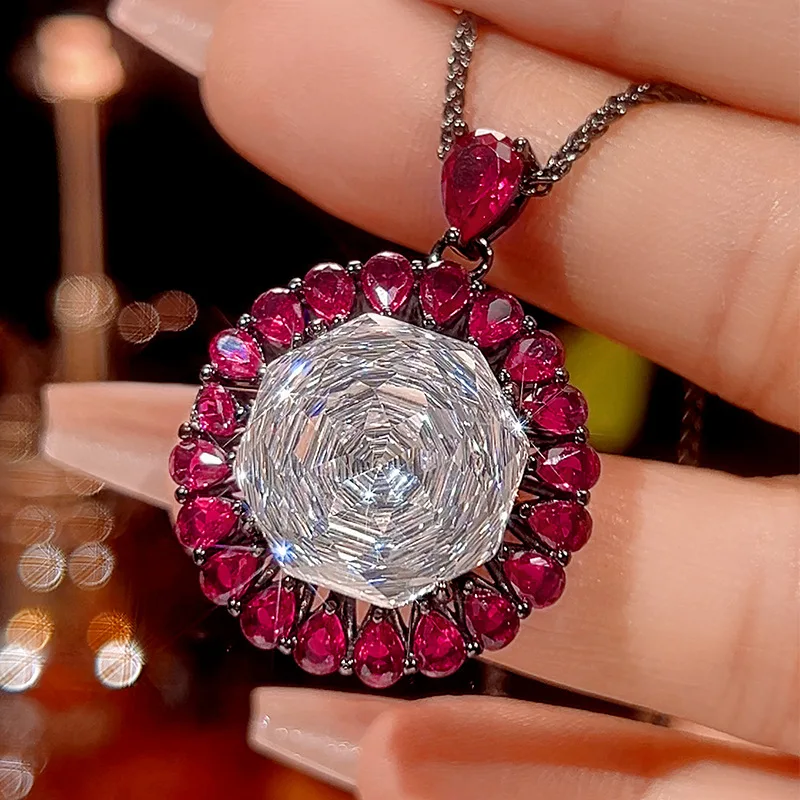 New autumn and winter jewelry set with gold-plated white diamonds and a high-end black gold design, main stone size 16-10mm