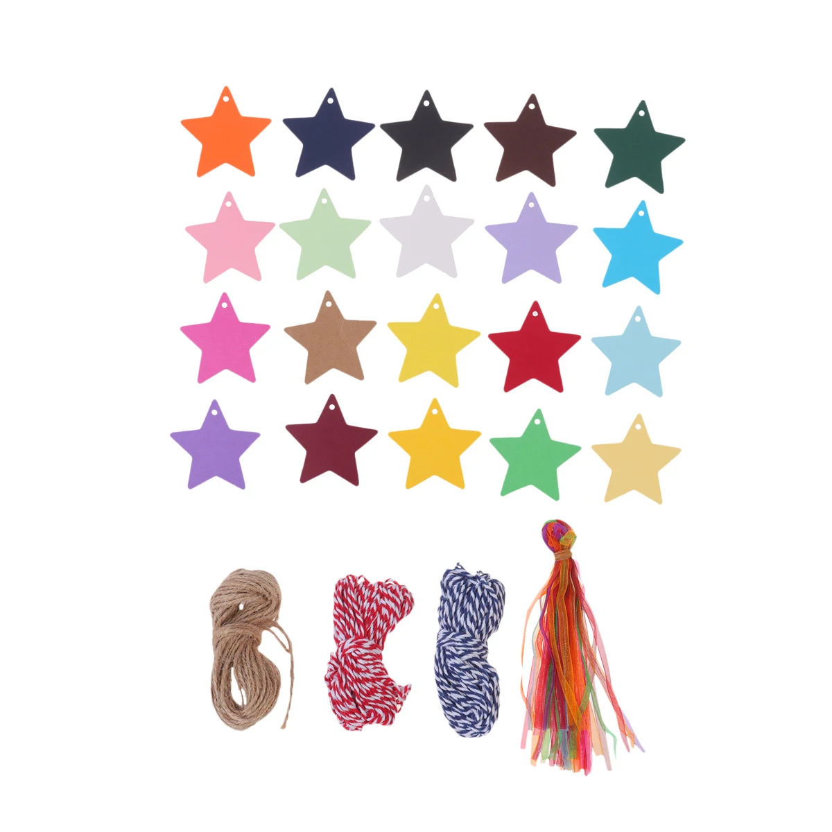 

200Pcs Paper Tag Colored Star Design Premium Material Comes Hemp Rope Gift Price Labels Clothing Craft Scrapbooking