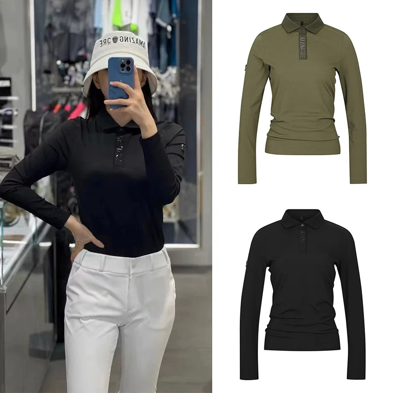 Golf Clothing For Women, Slim Fit With A Lapel Collar And Outerwear, Sporty Quick Drying Long Sleeved Golf Shirt