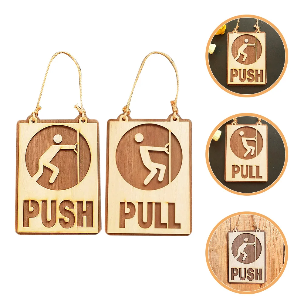 

1Set Wood Push Pull Door Signs Rustic Minimalist Design for Cafe Restaurant Hotel Entrance Glass Door Pull Push Sign Indicator