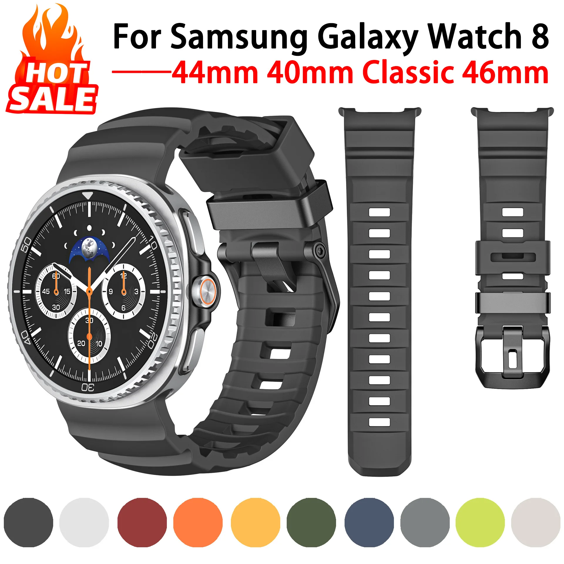 Sport Silicone Strap For Samsung Galaxy Watch 8 44mm 40mm Band Brecelet Correa Watches Galaxy Watch 8 Classic 46mm Man Woman
