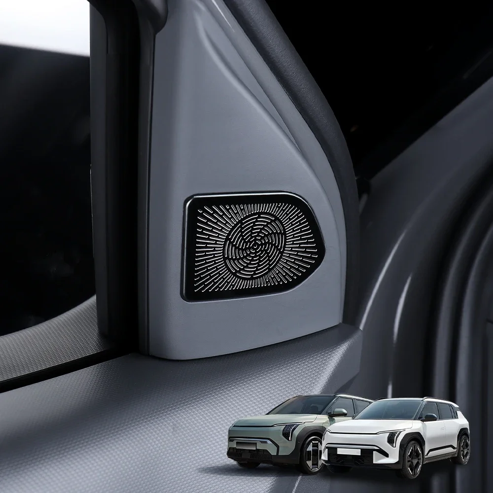 

2 шт., черная сетка для аудиодинамика A-Pillar, декоративная накладка для тюнинга Kia EV3 2024 2025, автомобильный Стайлинг, аксессуары для интерьера