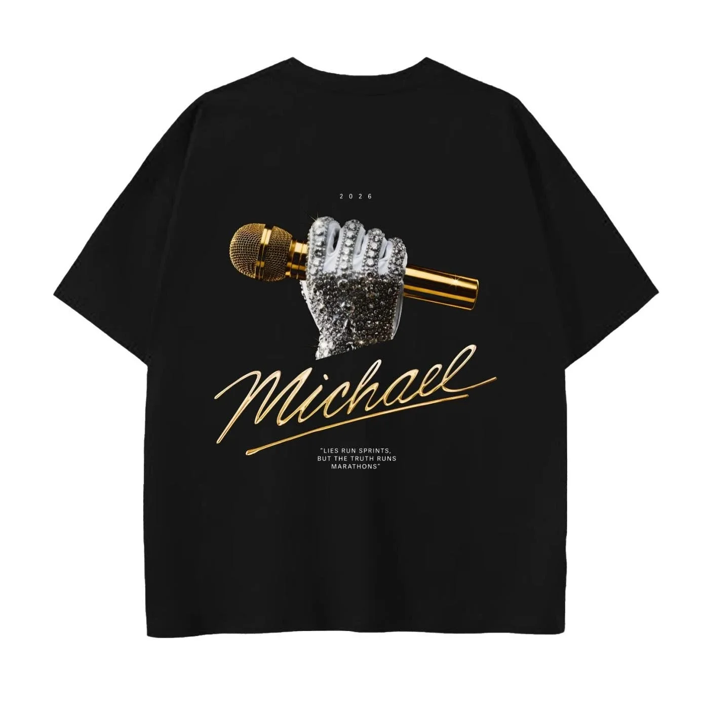 2026 Men's Oversized T Shirt Vintage Microphone Hand Art Graphic Print Short Sleeve Cotton Unisex Tee