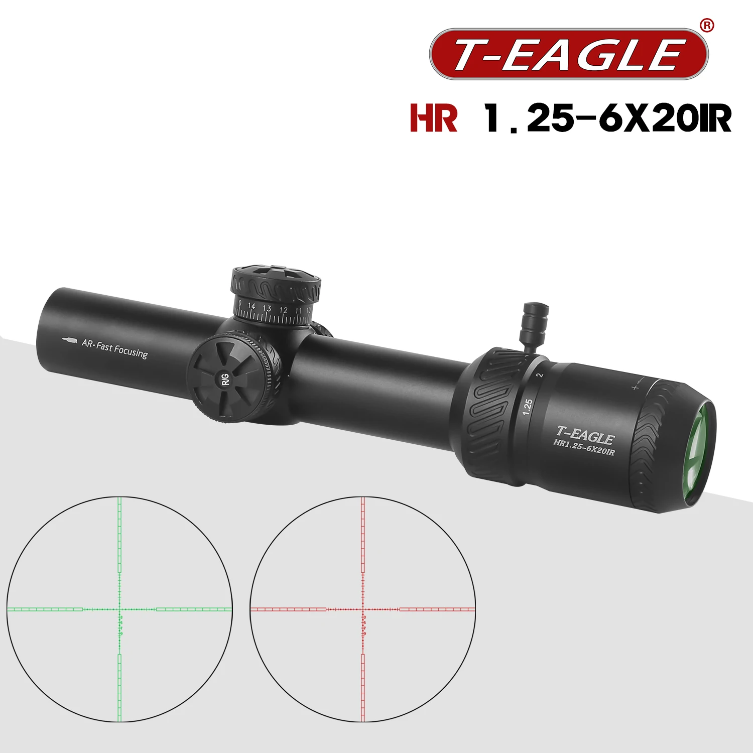 Imagem -02 - T-eagle-hunting Riflescopes Óptico Rifle Scope Airsoft Visão Armas Prova de Choque Equipamento Tático Colimador hr 256x20ir hk