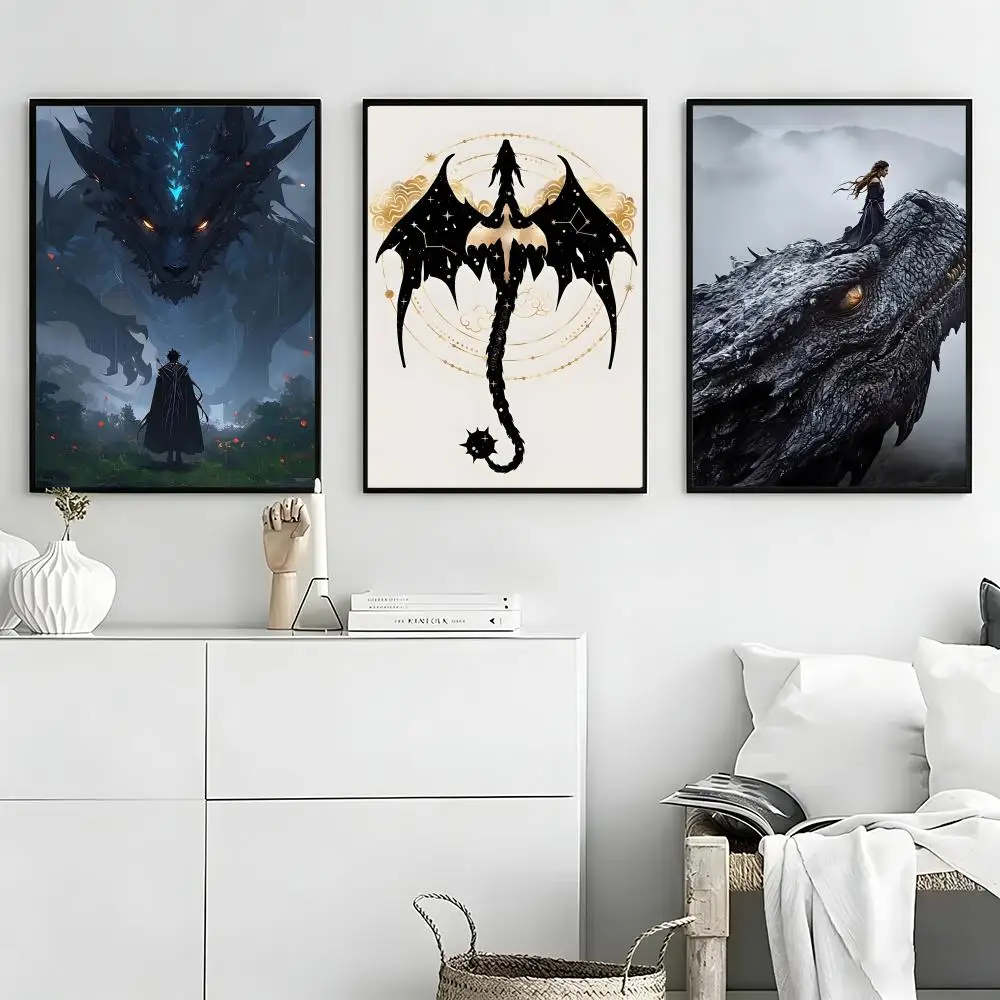 Fourth W-Wing Dragon Poster Self-adhesive Art Waterproof Paper Sticker Coffee House Bar Room Wall Decor