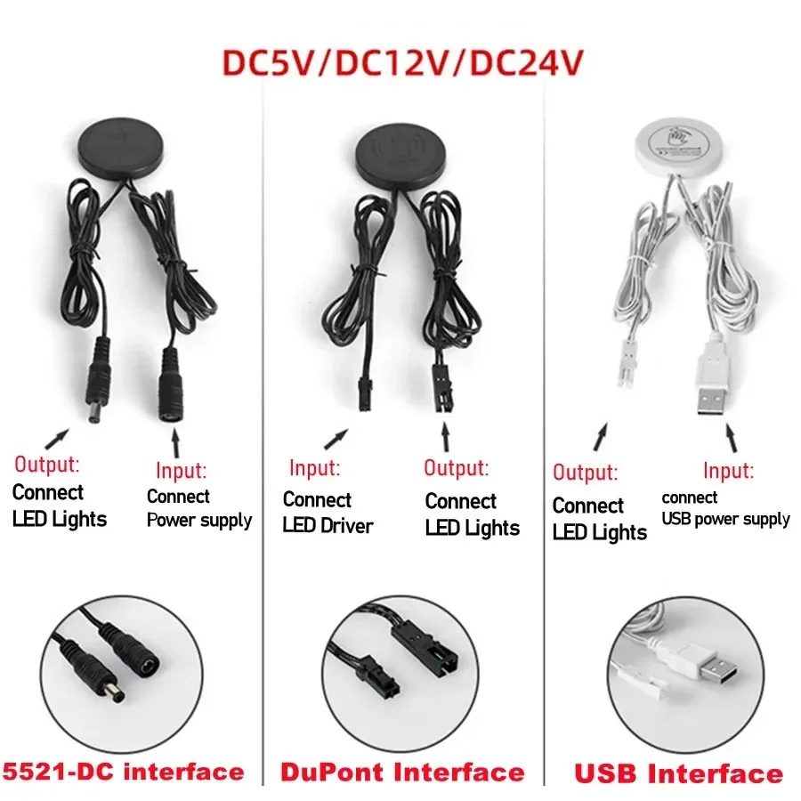 12V Sweep Dimmer Sensor Penetrating Switch Wood Panel Touch Switch LED Dimmable Touch Sensing Hidden for Wood Home Lighting