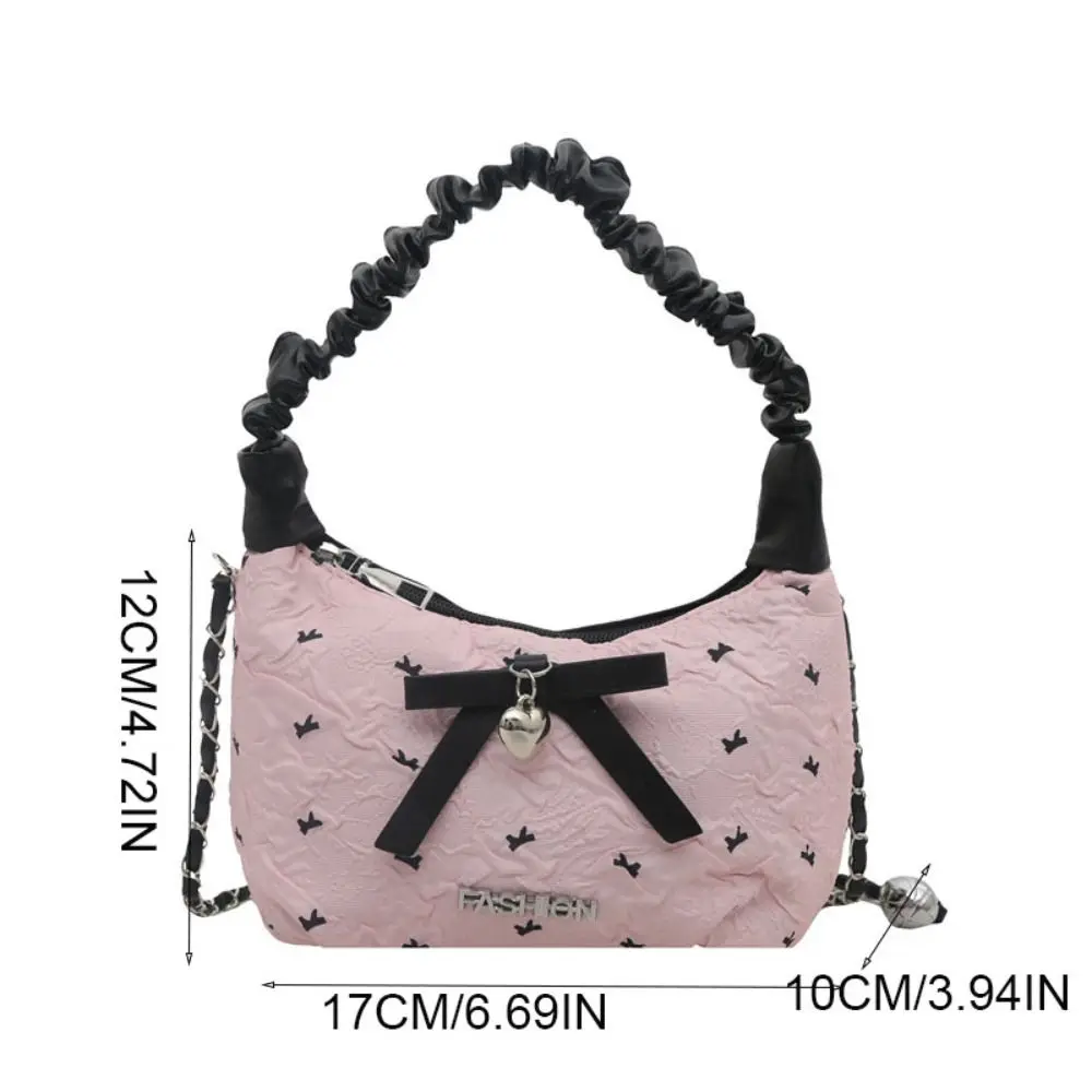 أزياء القماش القوس حقيبة كروسبودي الحب القلب Y2K حقيبة تحت الإبط سستة بو المتشرد حقيبة السيدات
