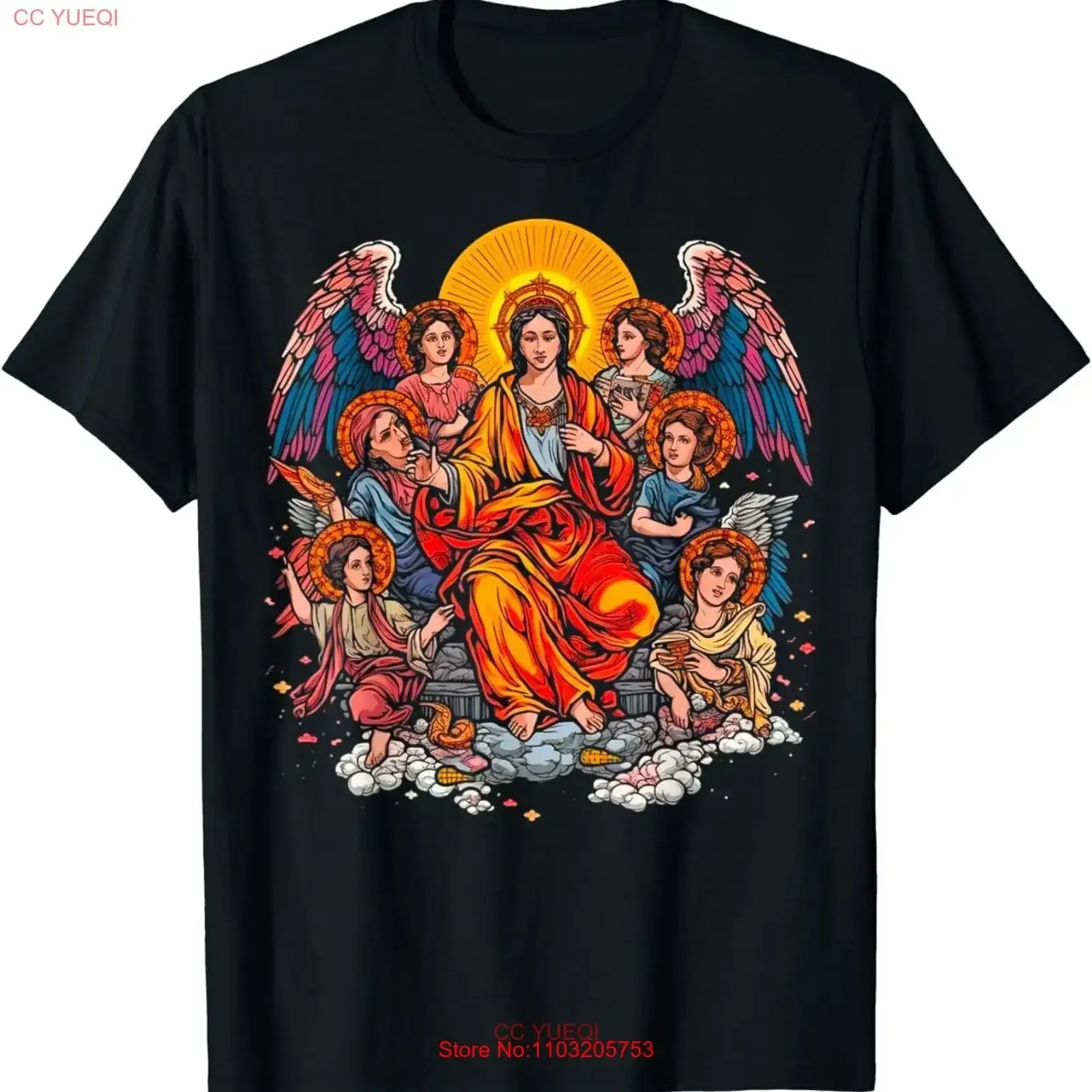 جديد محدود أجنحة الملاك الحب الجنة المسيحية الدين الله تي شيرت S 3XL خمر غسلها لينة تنوعا تنفس الموضة