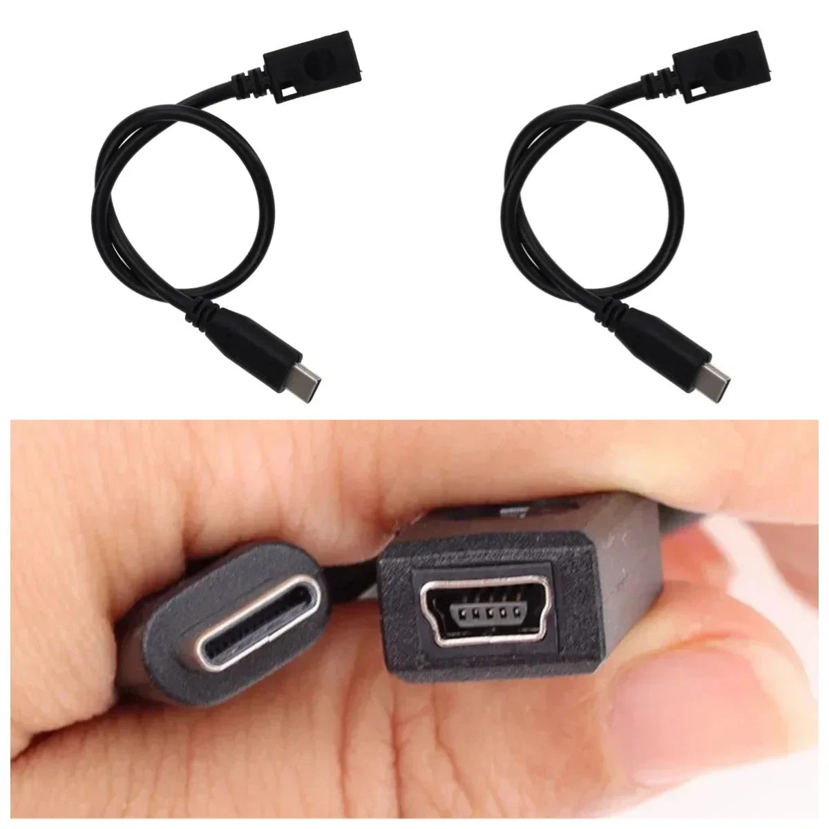 200pcs USB Type C Male To Mini 5Pin USB Female Plug Adapter Charger Sync Data Cable Convert Charging Cord