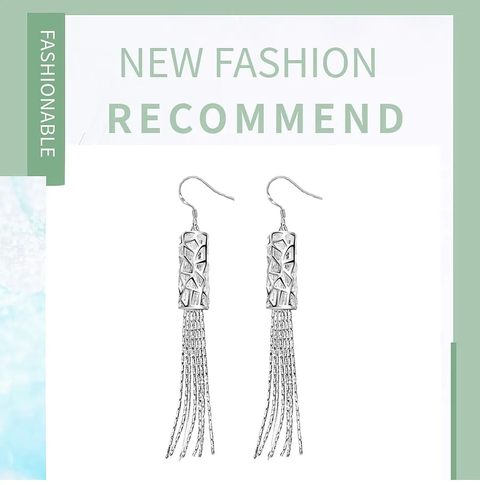 ARAVANT 925 Silver Long Tassels Drop Earring For Women Girls Fashion Jewelry