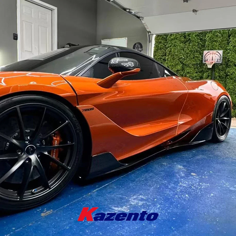 For Mclaren 720 720S KZ Style Dry Carbon Fiber Side Skirts Add On Splitter