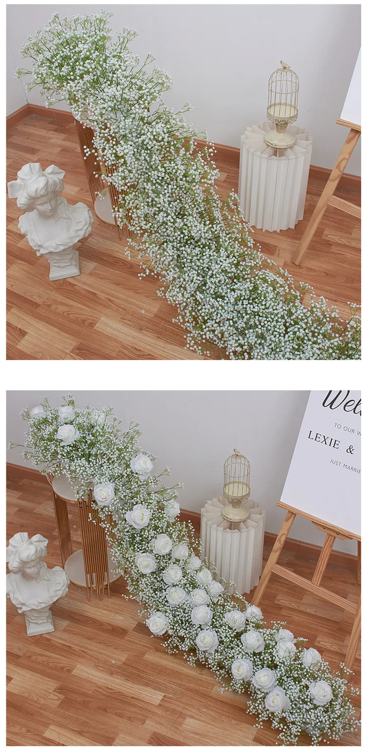 2M Künstliche Schleierkraut-Blumenreihe Hochzeitstisch-Blumenläufer Bogen-Hintergrund Kunstblumen-Arrangement für Veranstaltungen Großhandel – Detail 7
