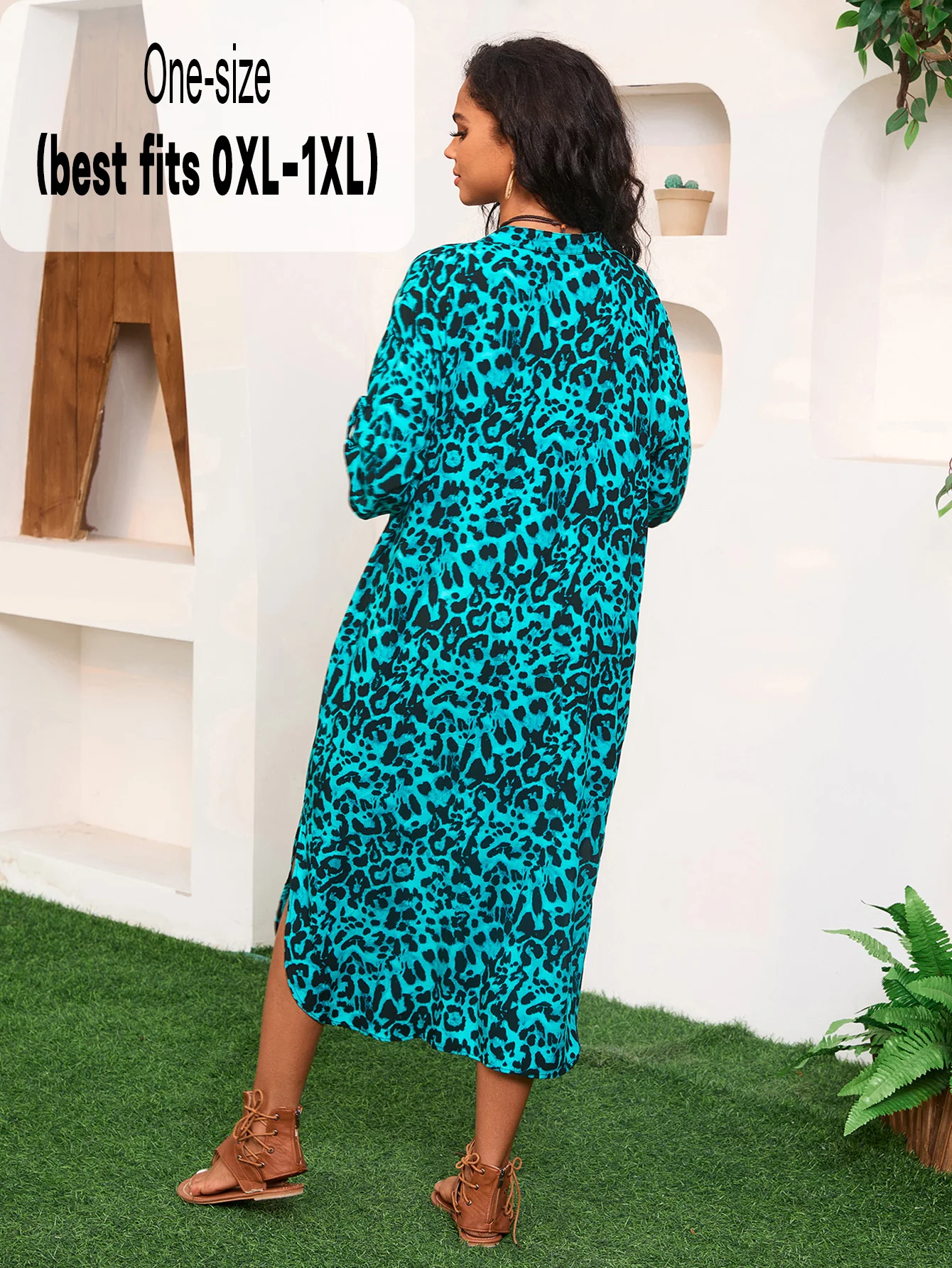 Women's Summer Bohemian Leopard Print Beach Cover-Up - Loose Resort Wear Dress for Bikini & Swimwear