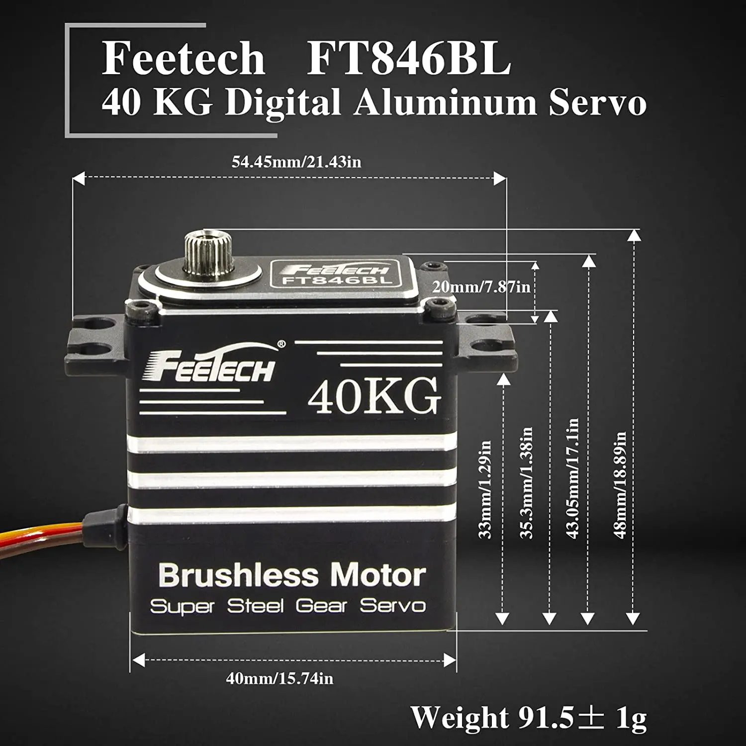 Feetech Waterproof Digital Servo 40KG Servo Metal Gear Brushless Baja Servo for Remote Control Racing Cars/airplanes/boats/robot