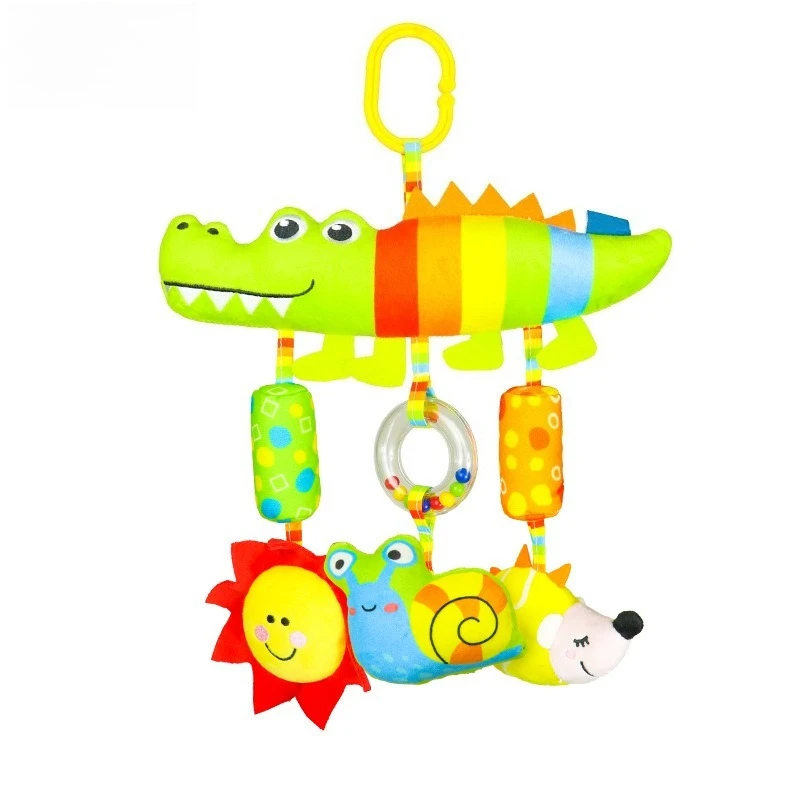 Colorful Baby Stroller Toy, Cartoon Animal Wind Chime Car Hanging Baby Sleep Bed Decoration Soothing Toy with Hanging Loop