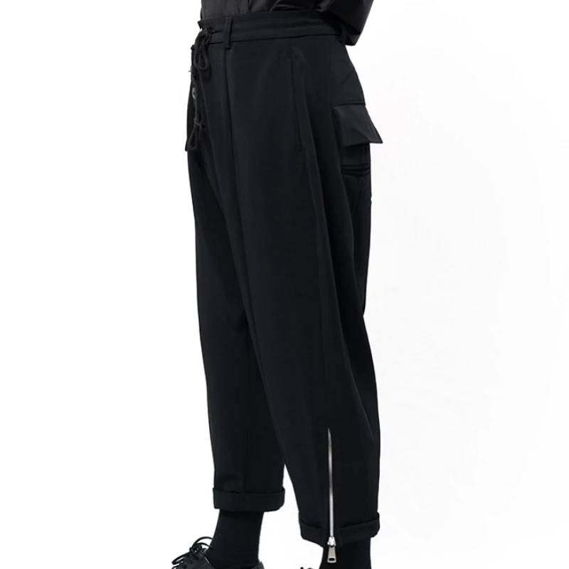 

Spring Men's Large Casual Capris Button Front Classic Bottom Zipper Pants Men Streetwear Fashion Harlen pants Oversize Trousers
