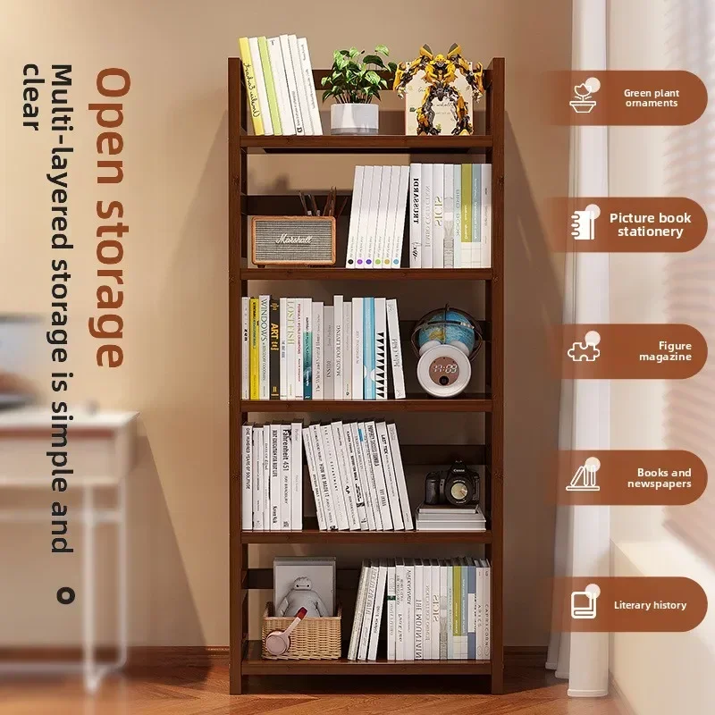 Factory Minimalist Nanzhu Household Small Multi-layer Bookcase Floor Bookshelf Shelf Book Storage Rack