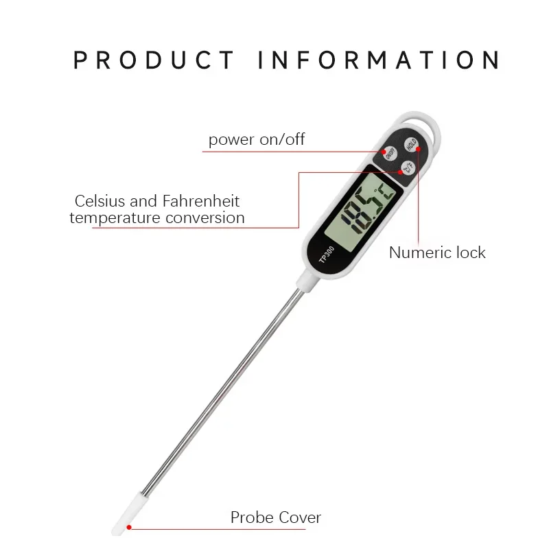 Digitales Küchenthermometer TP300, Wasser- und Ölthermometer für Fleisch, Kochen, Lebensmittel, Grill, Elektronisches Ofenthermometer, Küchenwerkzeuge – Detail 4