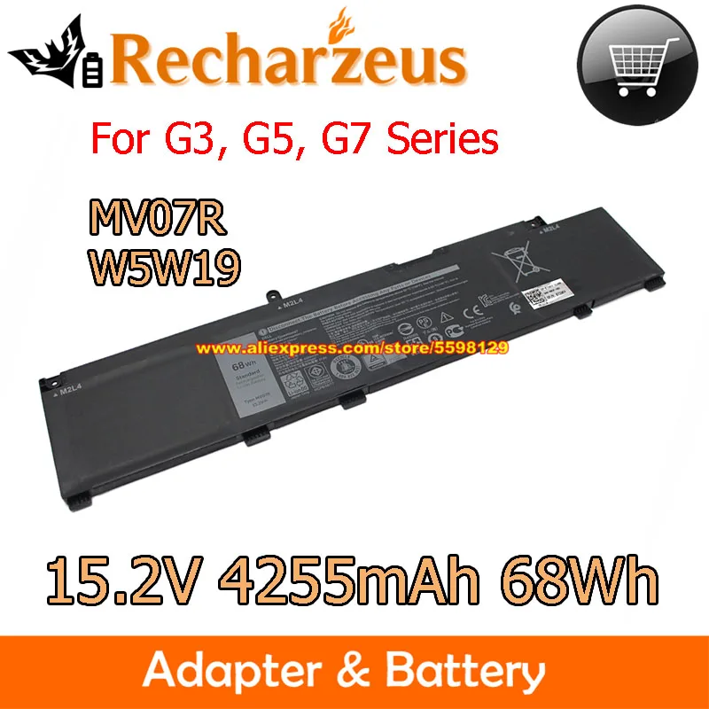 

Original 68Wh 15.2V 4255mAh Laptop Battery 72WGV MV07R W5W19 For Dell G3 15 3500 3590 MWHCF WDP8D G5 15 5500 5590 G7 7590 7790