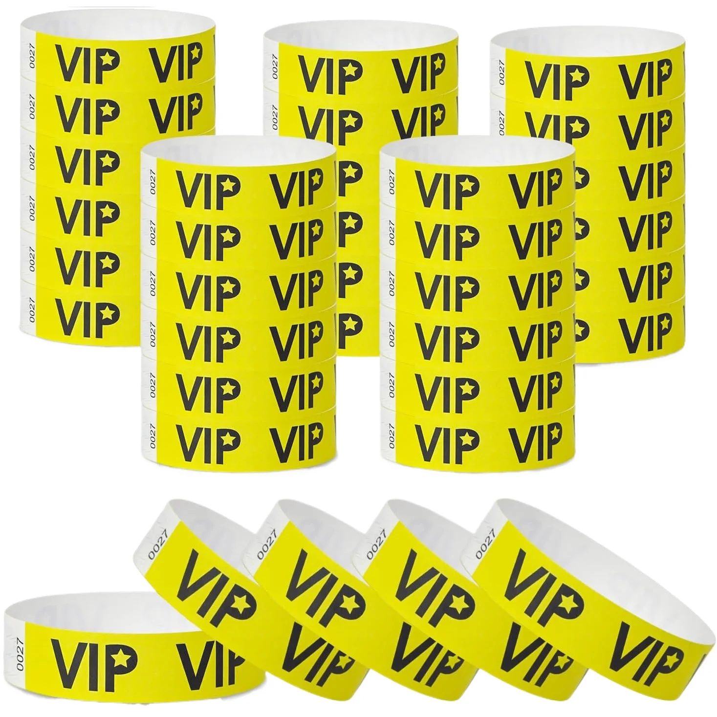 

500 VIP Yellow Waterproof Paper Wristbands Lightweight Festival Event Identification Bracelets Party Favors