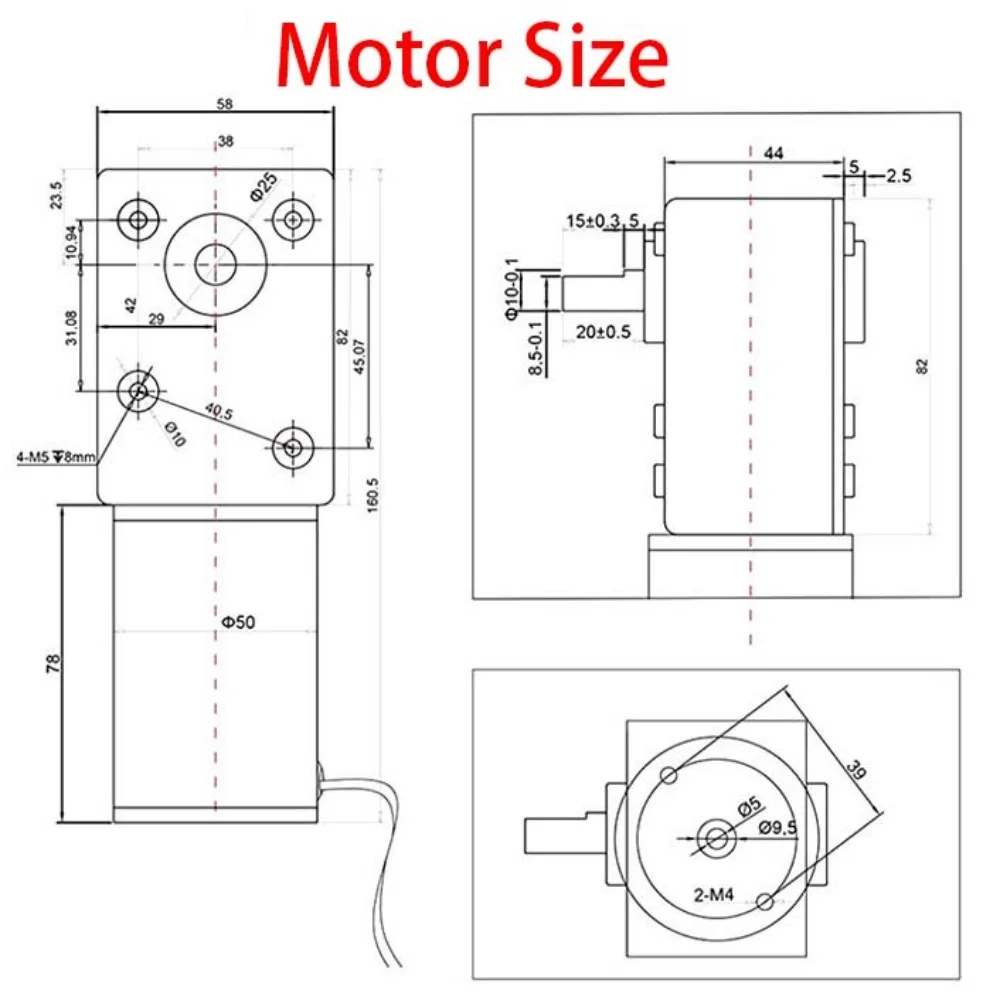 5882-50ZY Turbo Worm Gear Motor DC 12V 24V Self Locking High Torque Reversible Adjustable Low Speed Gear Reduction Motor Reducer