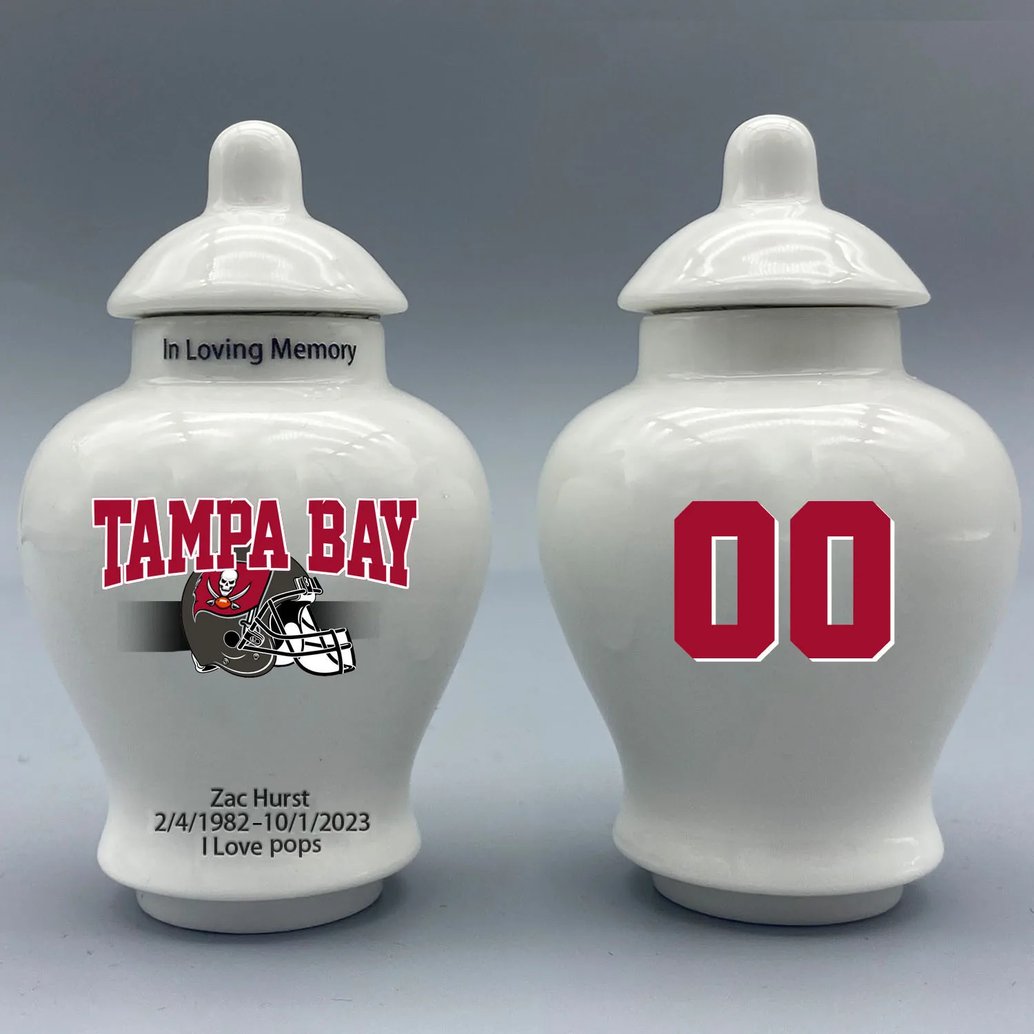 Mini urna per Tampa Bay Buccaneers-urna con Logo a tema.