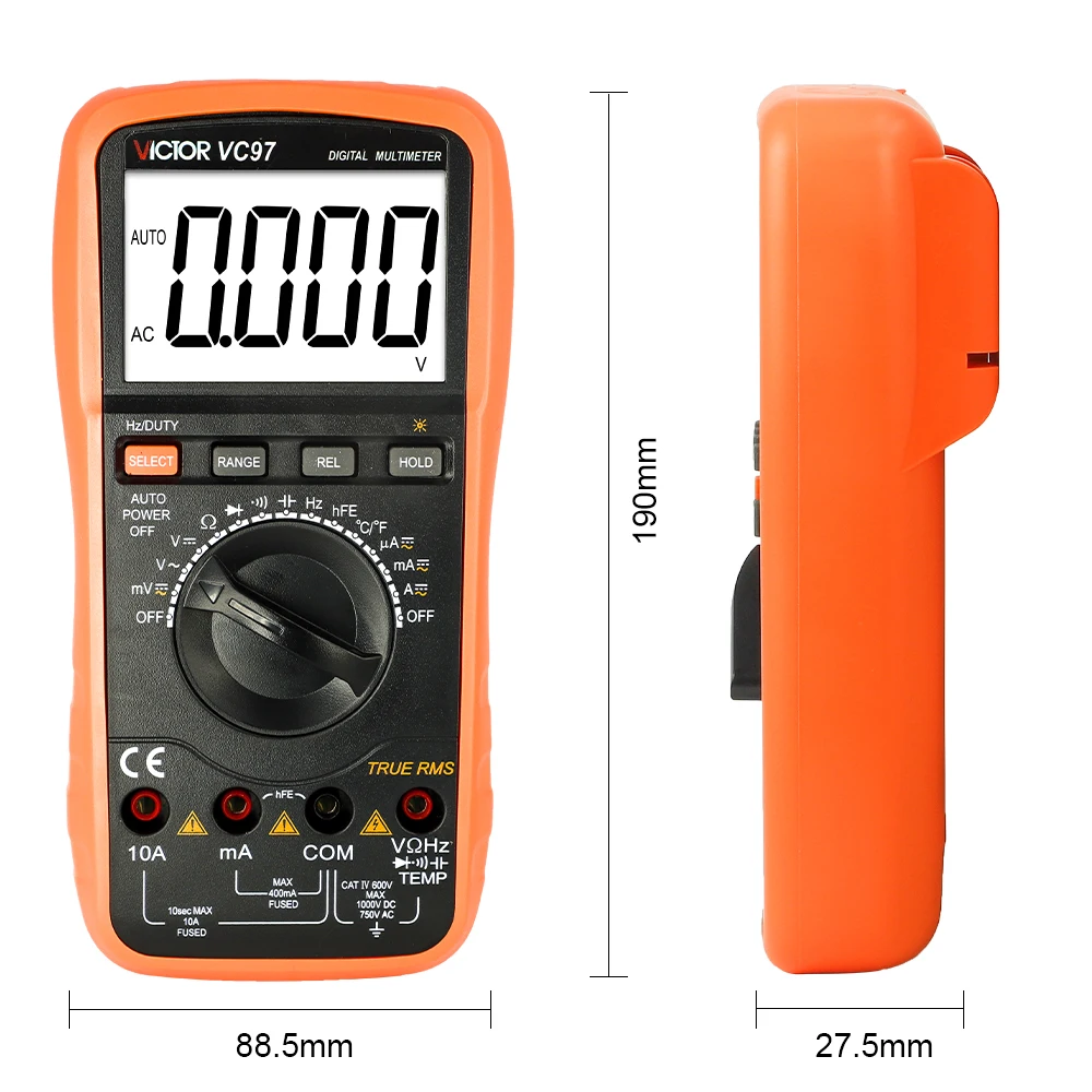 New VICTOR VC97 Auto Digital Multimeter Ranging True RMS 3999 Counts Resistance Test Capacitance Voltage Current Meters