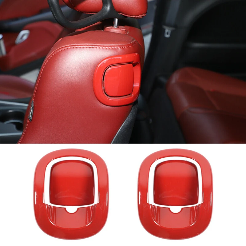 Backrest Seat Handle Button Decor Cover Bezel Trim Red For Dodge Challenger 2015-2020 Car Accessories