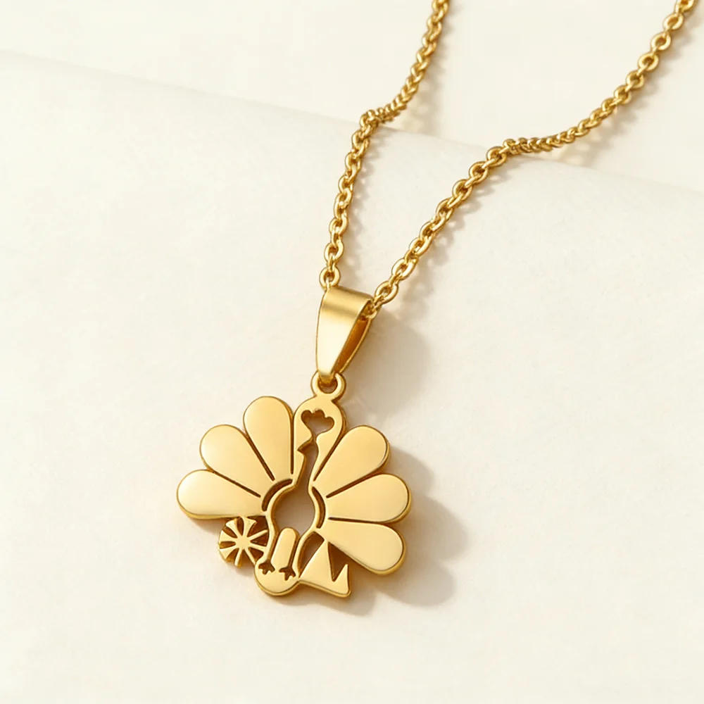 Fashion Peacock Yezidi Lalish Pendant Necklaces For Women Girls Assyrians Stainless Steel Kurdish Religious Jewelry Gift