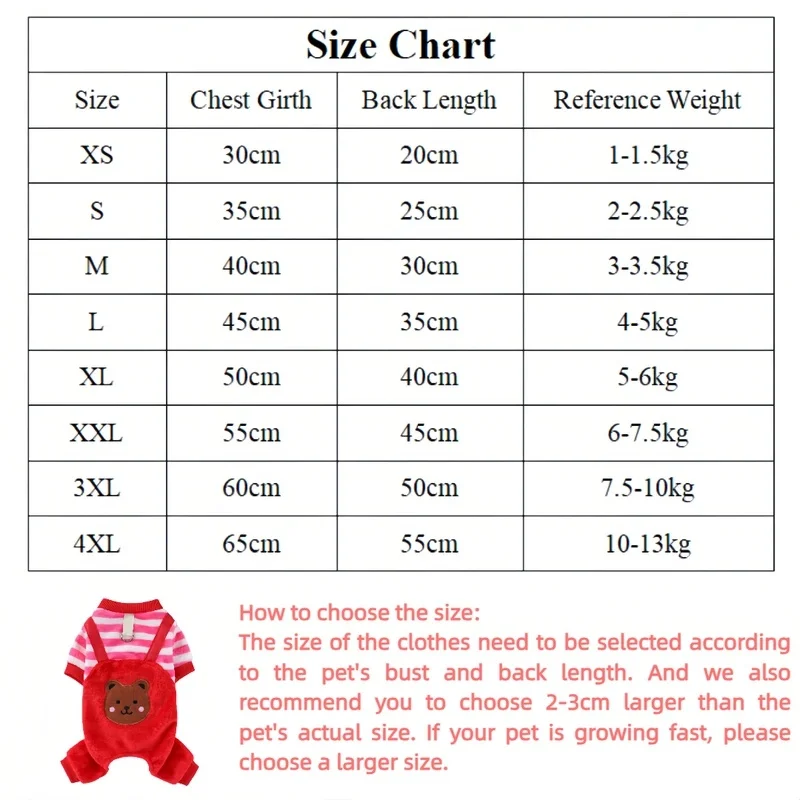 Warm Pet Dog Clothes Soft Fleece Jumpsuit for Small Medium Dogs Cats Puppy Striped Bear Sweater Coat