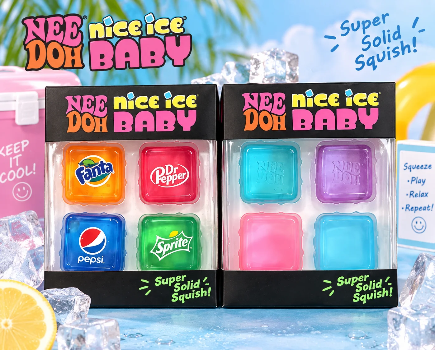 Needoh Nice Ice Cube Fidget Toys Slow Rebound Squishy Toys Stress Reliever Mini 4 Pack Set Anxiety Focus Sensory Cube Gifts New