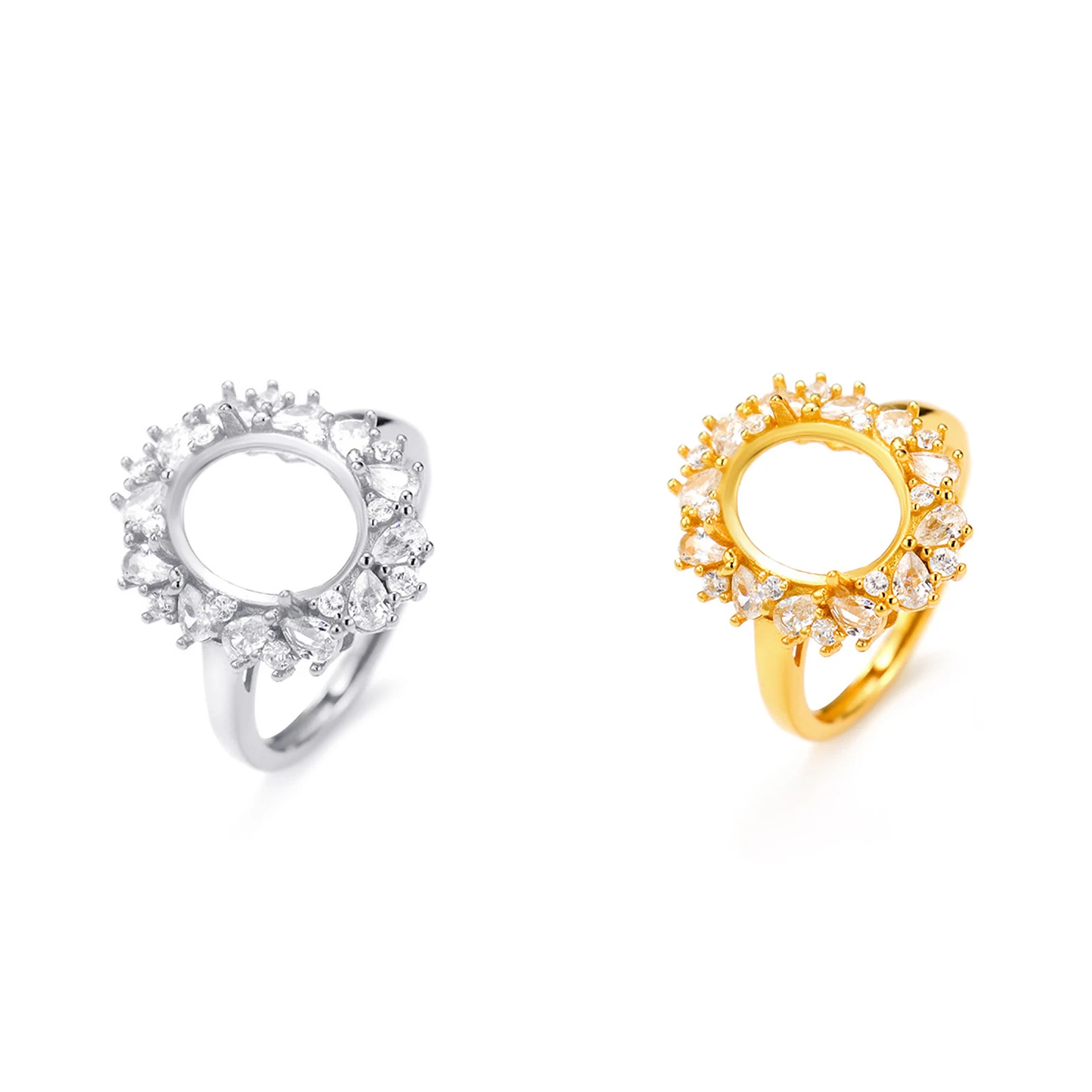 

Регулируемое кольцо из стерлингового серебра 925 пробы с кубическим цирконием, пустая инкрустация, 8X10 мм, овальный кабошон, кольцо «сделай сам», аксессуар для изготовления ювелирных изделий