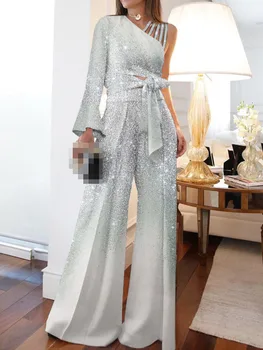 女性用長袖パンツ,ハイウエスト,ワイドレッグ,裸の肩,レースアップ,カジュアル,ファッショナブル,セクシー,新しい,秋