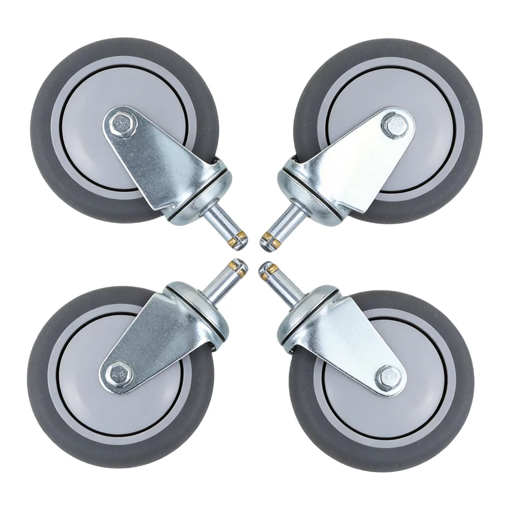 Rubber Swivel Casters Stem Mount Thermoplastic Rubber Trolley Casters 1-3/8\