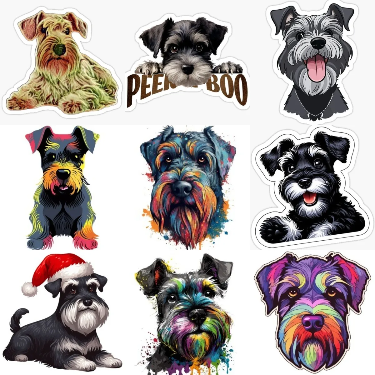 Creative Color Schnauzer PVC Waterproof Stickers for Decorate Car Truck Bicycle Wall Bumper Van Table Motorcycle Off-road