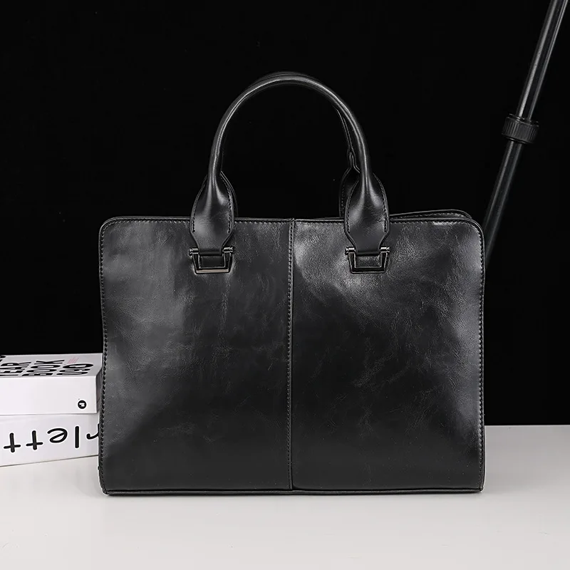 فاخر رجال الأعمال مكتب حقيبة الكمبيوتر المحمول حقيبة يد الذكور أعلى بولي Leather حقيبة جلدية رجل كبير الصلبة خمر حقائب كتف