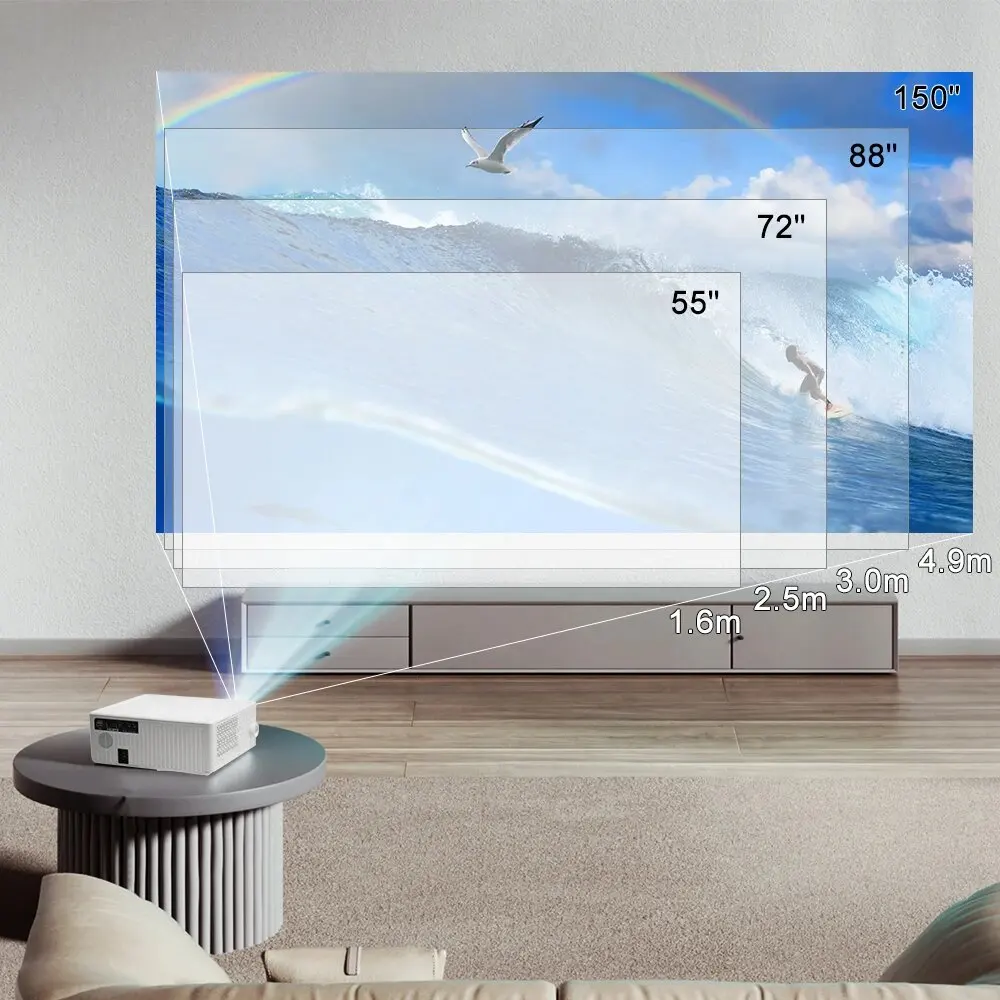 Everycom E700 2K 2560x1440p Beam Projector 4K 24000 Lumens Android 11 مسرح الأفلام المنزلي مع 3 + 16G 5G WIFI المحمولة متعاطي المخدرات