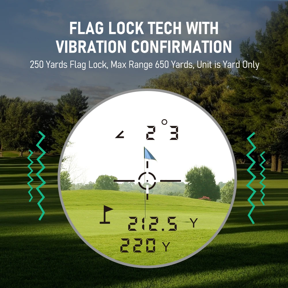 REVASRI Golfafstandsmeter Oplaadbare afstandsmeter met hellingschakelaar en vlagslottrilling voor golfen, promotie en jacht