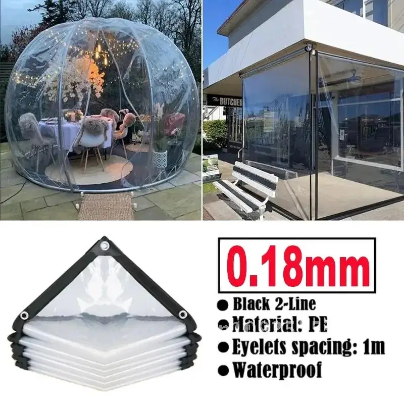 0.18mm ao ar livre transparente encerado gazebo pérgola janela toldo jardim à prova de vento plantas lona impermeável pano