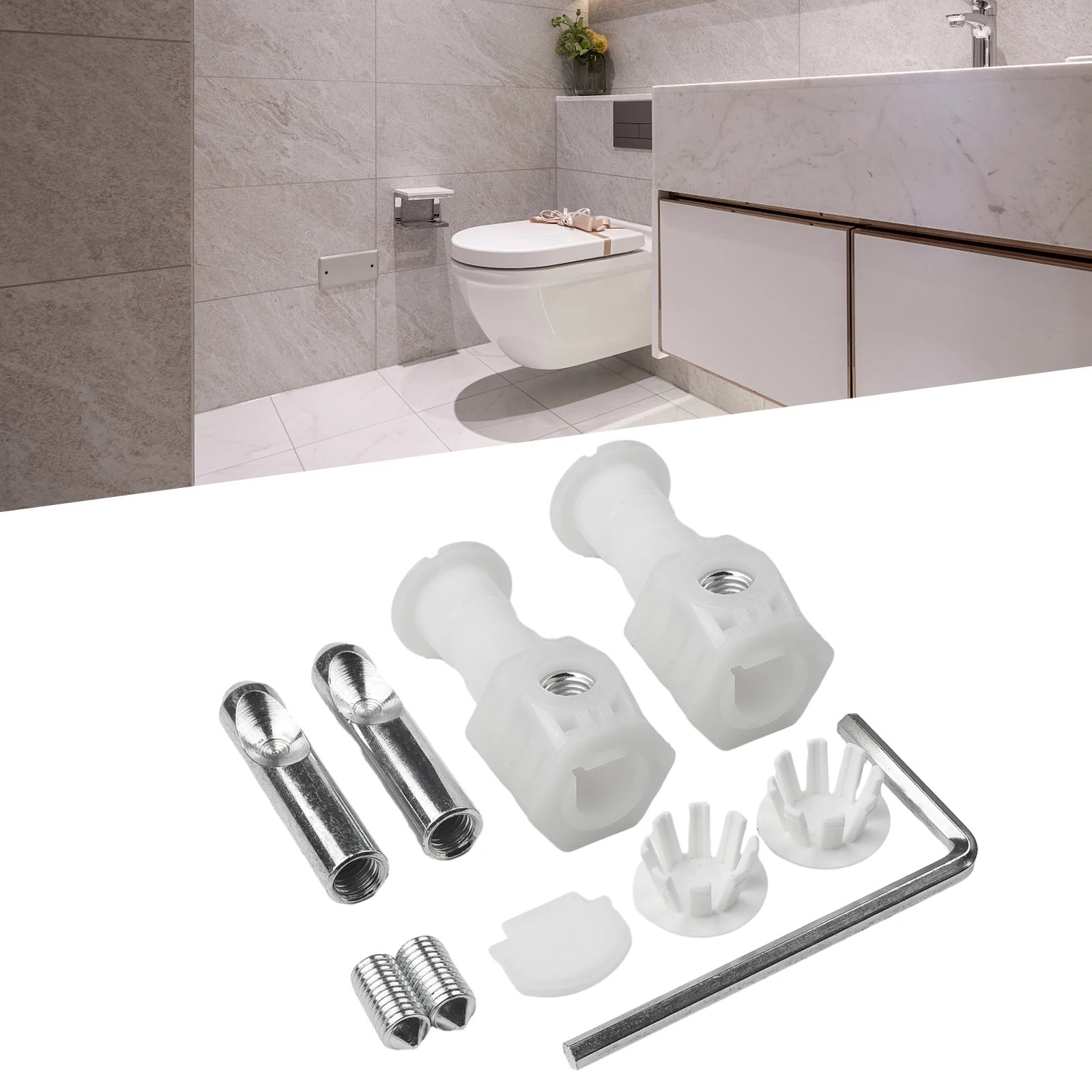 Fixing Hardware Set for Wall Hung Toilets Including Outer Housing and Internal Bolt for Consistent Mounting Performance