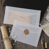 50pcs/lot Blank Envelope Translucent Wedding Invitations Postcards European Giftbox Message Card Packaging Bag Business Letters